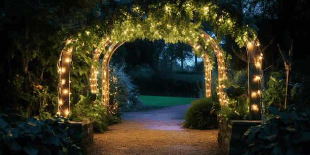 Oświetlenie w ogrodach pozwala wydobyć piękno ogrodu nocą gdy nie widać już roślinności