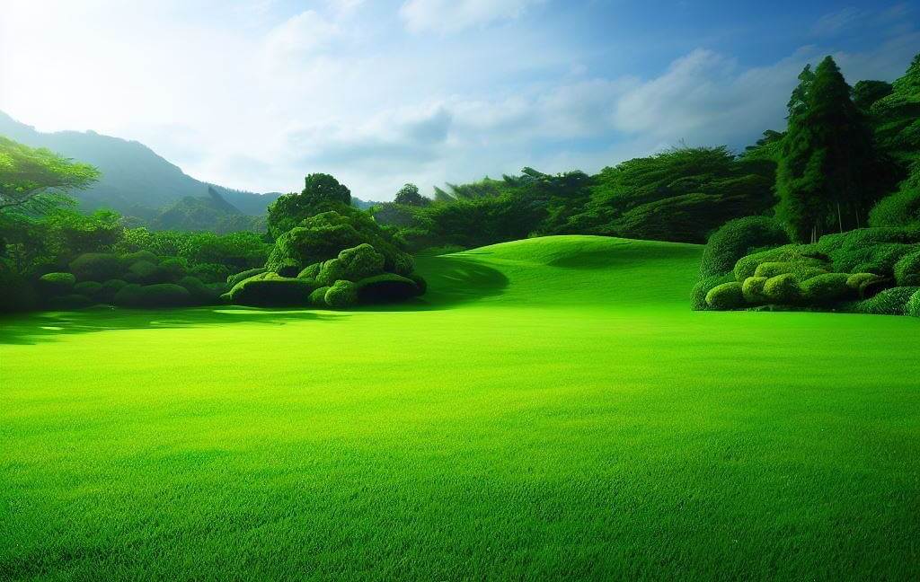 gładziutki zielony trawnik